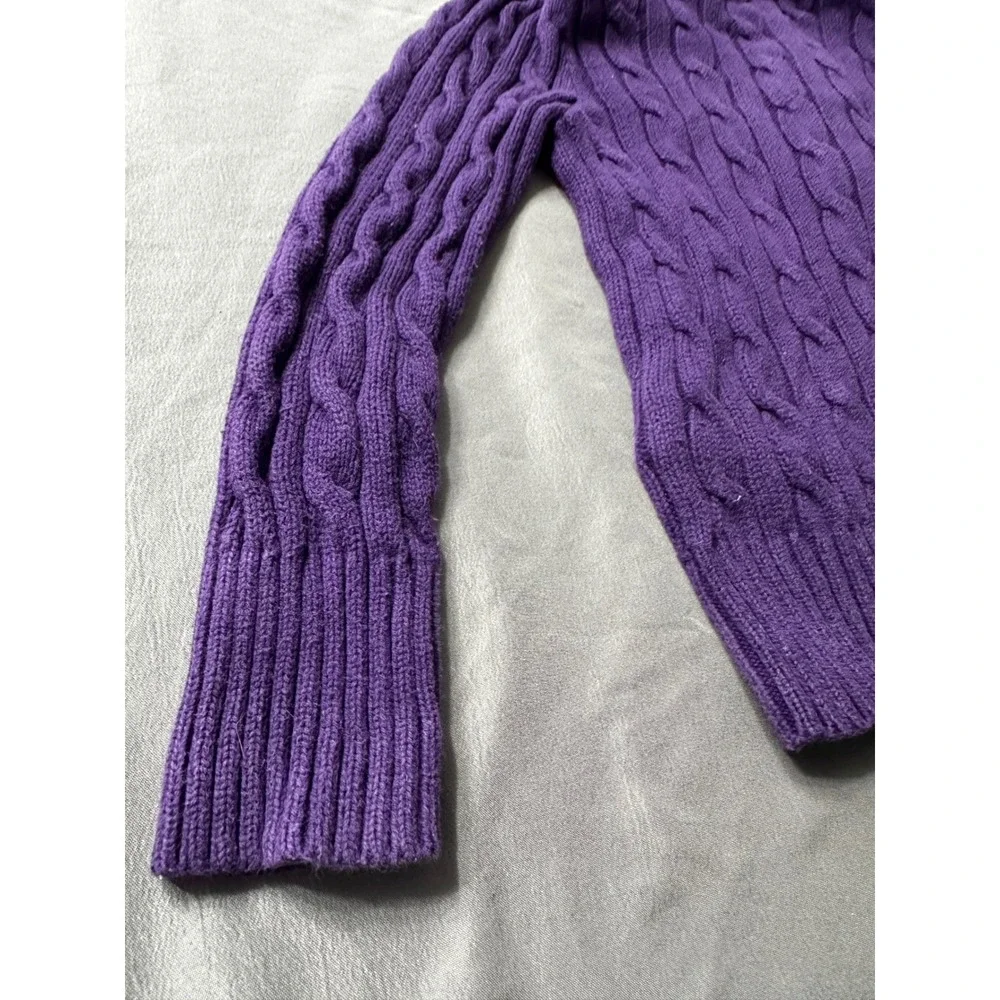 Ralph Lauren Kids Purple Cable Knit Ruffle Button‎ Sweater Size 5